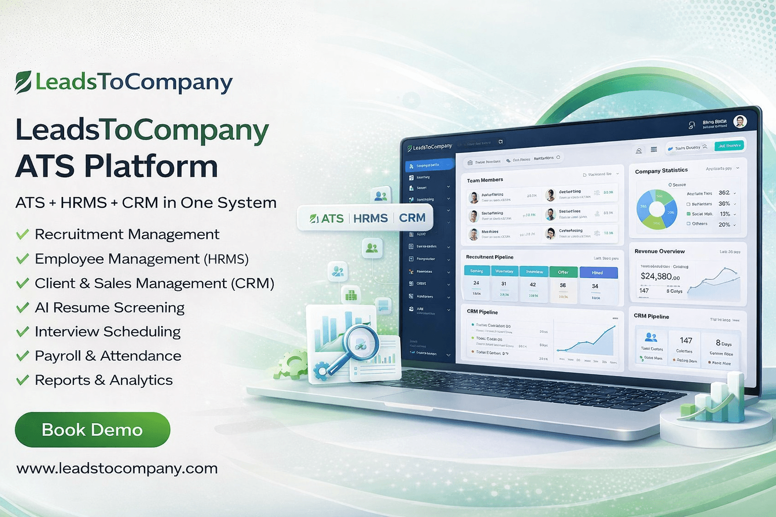 ATS Recruitment System with HRMS and CRM